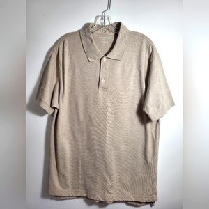 St John's Bay beige 1/4 button polo men's L  #2538